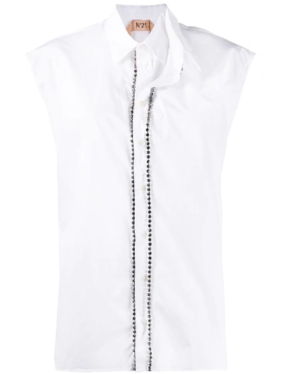 Shop N°21 Asymmetric Layered Collar Shirt In White