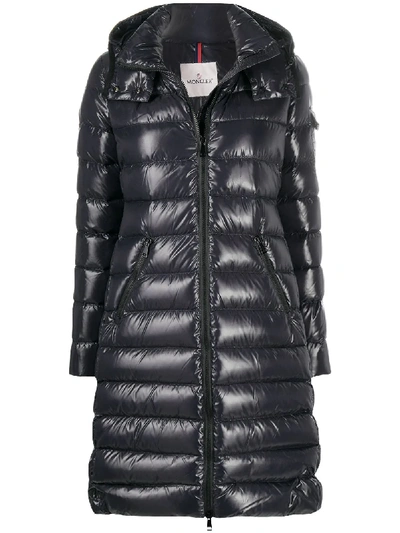 Shop Moncler Moka Quilted Coat In Blue