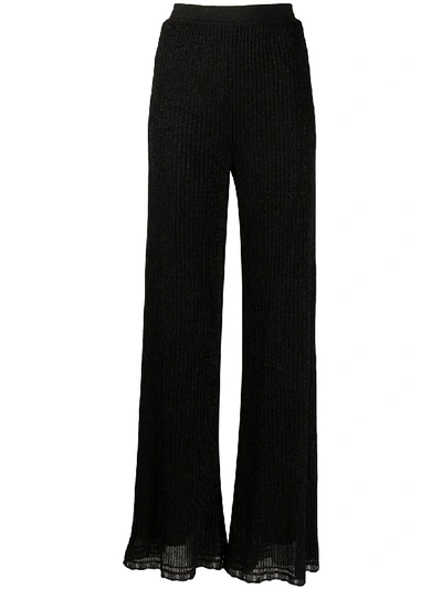 Shop M Missoni Flared Ribbed Lurex Trousers In Black