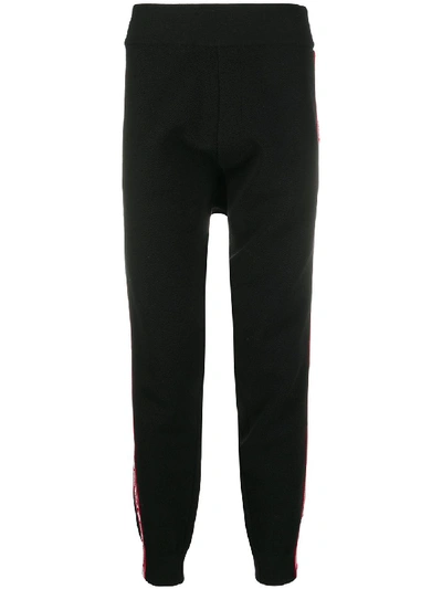 Shop Dsquared2 Appliqué Stripe Wool Track Pants In Black