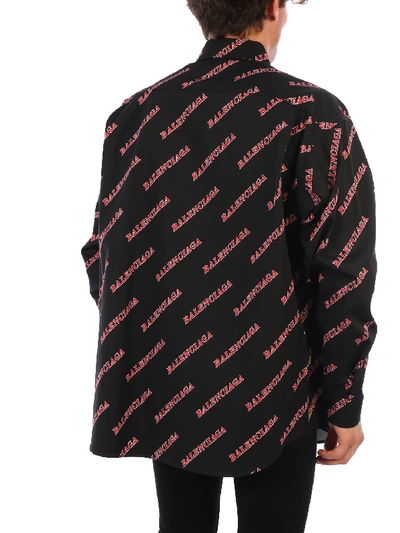 Shop Balenciaga All-over Logo Shirt In Black