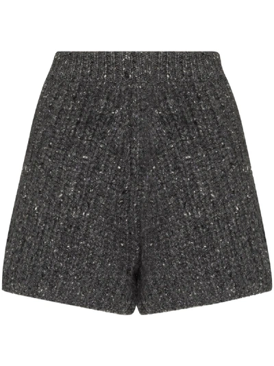 Shop Alanui Fancy Ribbed Bermuda Shorts In Grey