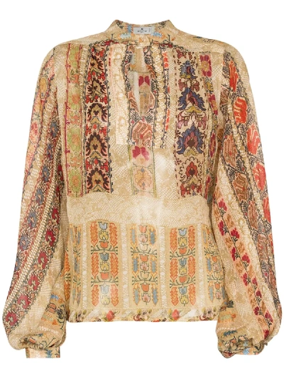 Shop Etro Paisley Print Silk Blouse In Multicolour