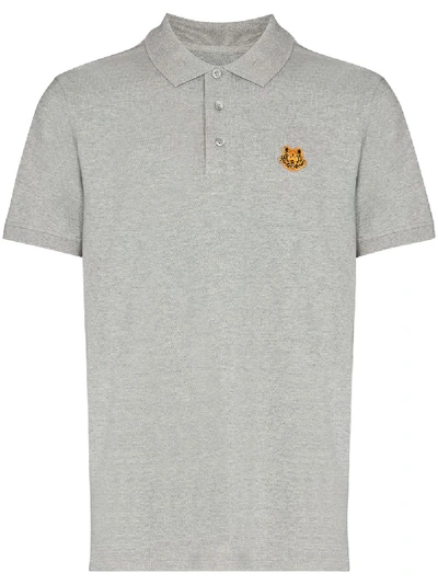 Shop Kenzo Tiger Crest Polo Shirt In Grey
