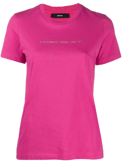 Shop Diesel Copyright Logo Print T-shirt In Pink