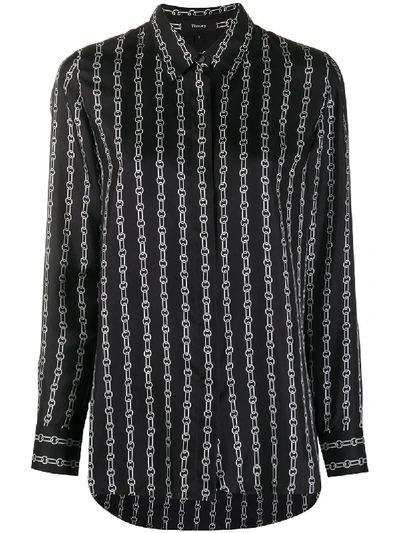 Shop Theory Chain Print Long-sleeved Shirt In Black