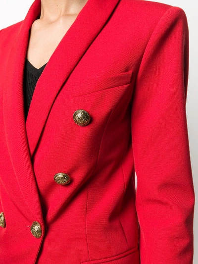 Shop Balmain Wool Jacket In Red