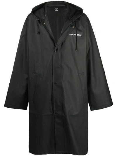 Shop Vetements Logo Raincoat In Black