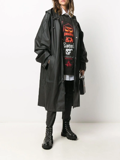 Shop Vetements Logo Raincoat In Black