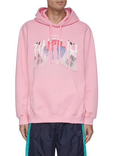 Shop Doublet Thank You Fringe Embroidered Hoodie In Pink