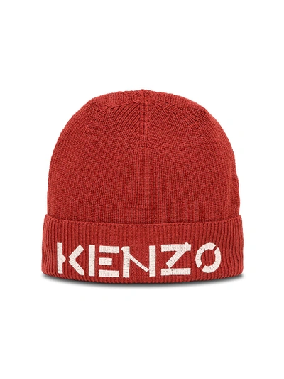 Shop Kenzo Hat With Logo Print In Red