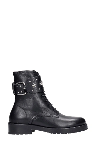 Red Valentino Sky Combact Star Black Leather Ankle Boots | ModeSens