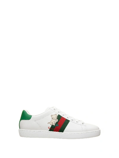Shop Gucci Ace Kitten Sneakers In Bianco