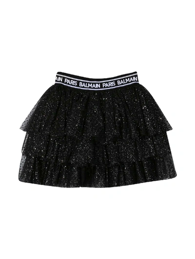 Shop Balmain Black Teen Skirt In Nero