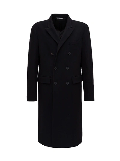 Shop Valentino Double-breatsed Coat In Black