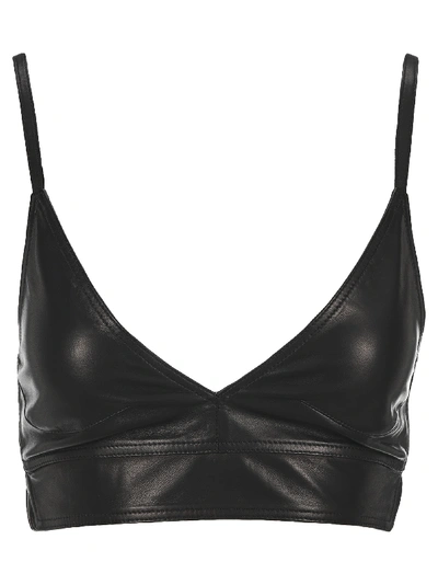 Shop Helmut Lang Leather Bra Top In Black