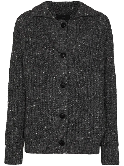 Shop Alanui Speckled Fancy Ribbed Cardigan In Grey