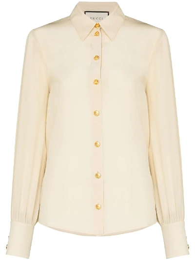 LONG-SLEEVE BUTTON-UP BLOUSE