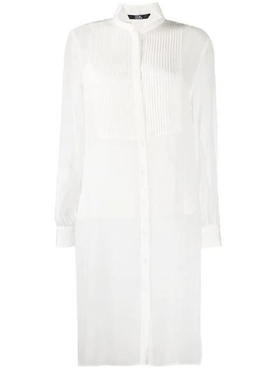 Shop Karl Lagerfeld Long Sleeve Sheer Shirt In White