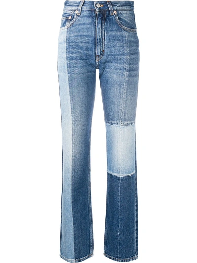 Shop Givenchy High-rise Straight-leg Patchwork Jeans In Blue