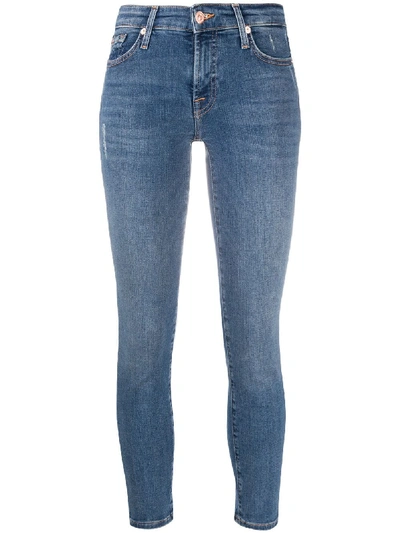 Shop 7 For All Mankind Pyper Cropped Skinny Jeans In Blue