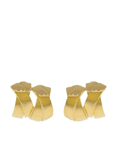 Shop Verdura 18kt Yellow Gold Double X Clip Earrings In Ylwgold