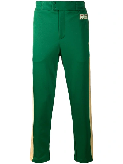 Shop Gucci Web Stripe Track Pants In Green