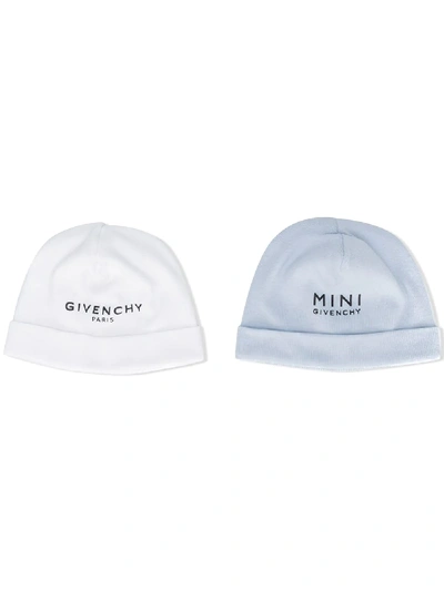 Shop Givenchy Set-of-two Beanie Hats In Blue