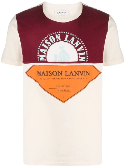 Shop Lanvin Bisected Cotton T-shirt In Neutrals