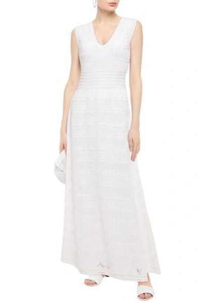 Shop M Missoni Crochet-knit Cotton-blend Maxi Dress In White