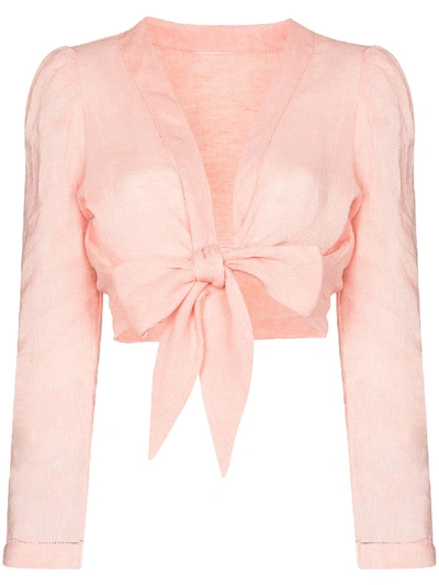 Shop Lisa Marie Fernandez Cropped Tie Blouse In Pink