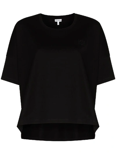 Shop Loewe Logo-embroidered T-shirt In Black