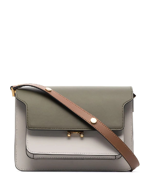 Marni Trunk Medium Smooth Leather Shoulder Bag In Neutrals Modesens