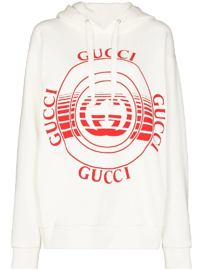 Shop Gucci Logo-print Oversize Hoodie In Neutrals