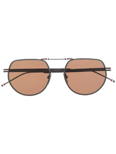 Shop Thom Browne Rwb Soft Round-frame Sunglasses In Black