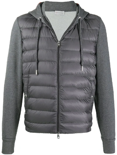 Shop Moncler Padded Zip-up Hoodie In Grey