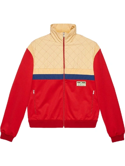 Shop Gucci Panelled Jacket In Red