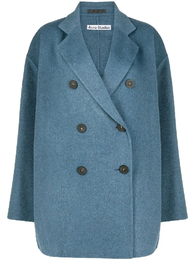 Shop Acne Studios Oversized Double-breasted Coat In Blue