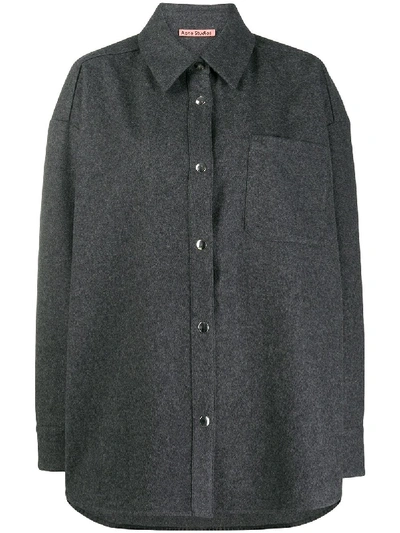Shop Acne Studios Oversized Buttoned Flannel Overshirt In Grey