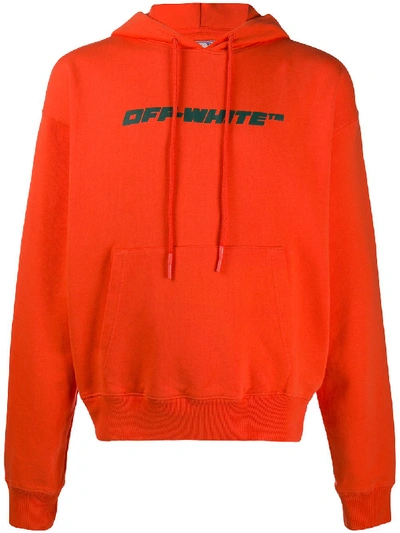 Shop Off-white Trellis Drawstring Hoodie In Orange