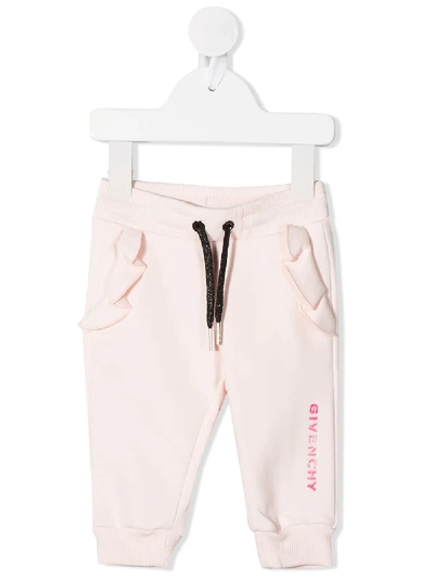 Shop Givenchy Ruffled Track Pants In Pink