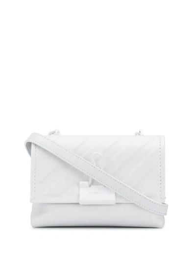 Shop Off-white Embossed Diagonal-stripes Clip Crossbody Bag In White