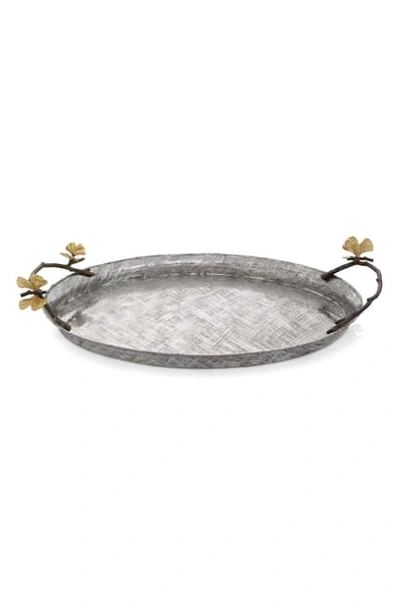 Shop Michael Aram Butterfly Ginkgo Oval Tray In Silver/ Gold/ Black