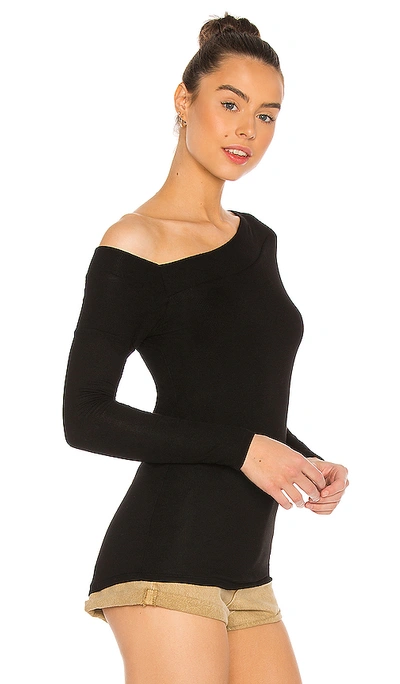 Shop Michael Lauren Meridian Long Sleeve Asymmetrical Top In Black