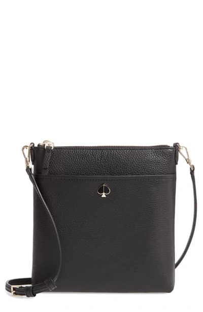 Shop Kate Spade Small Polly Leather Crossbody Bag In Black