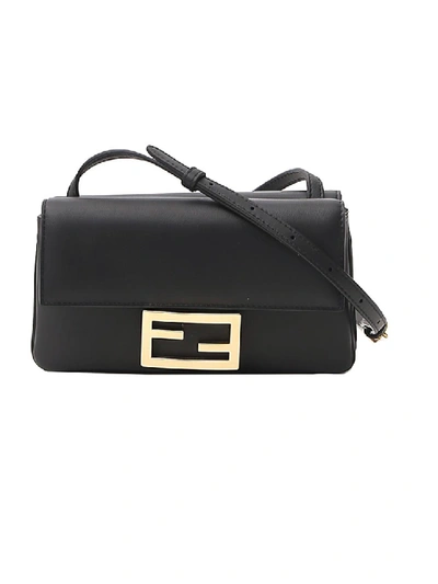 Shop Fendi Baguette Black Leather Shoulder Bag