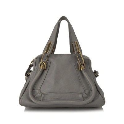 Shop Chloé Small Paraty Leather Satchel In Grey