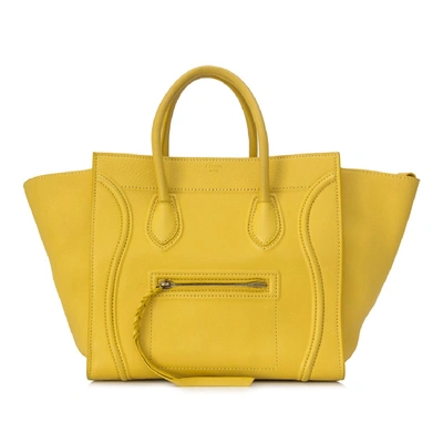 Shop Celine Phantom Luggage Leather Tote In Gold
