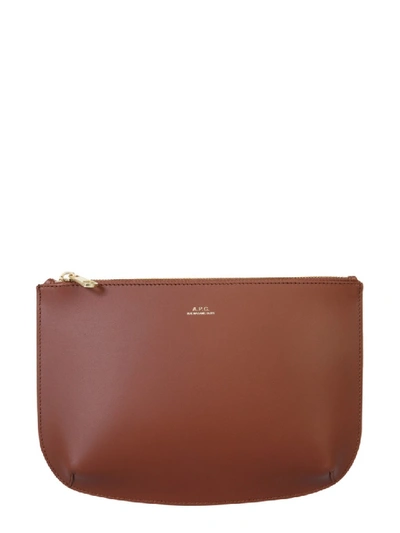 Shop Apc Sarah Brown Leather Clutch