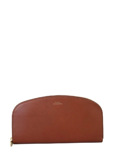 Shop Apc Demi Lune Brown Leather Wallet